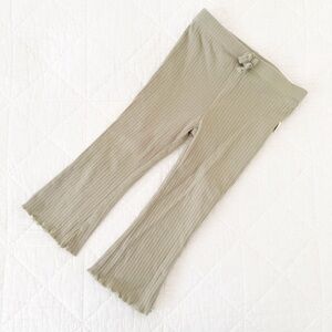 3T Rabbit + Bear Kids Ribbed Flare Pants Moss Green